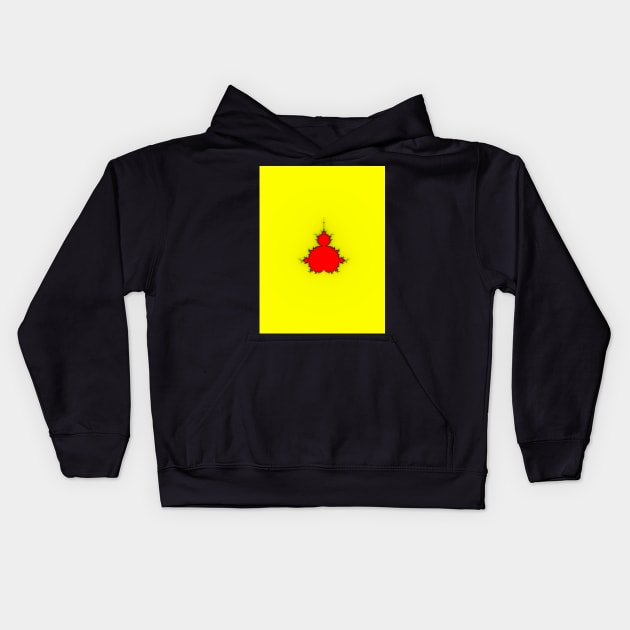 Solid Red with Black on Yellow Mandelbrot Kids Hoodie by rupertrussell